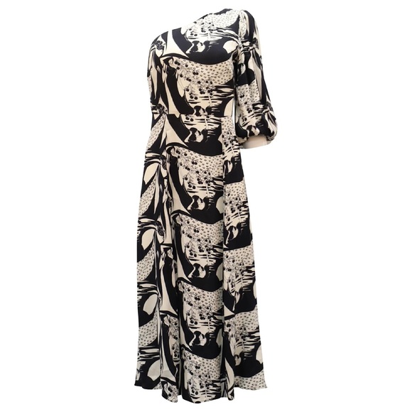 Reformation Persephone Print One Shoulder High Slit Midi Dress Sz 4 - Picture 11 of 14
